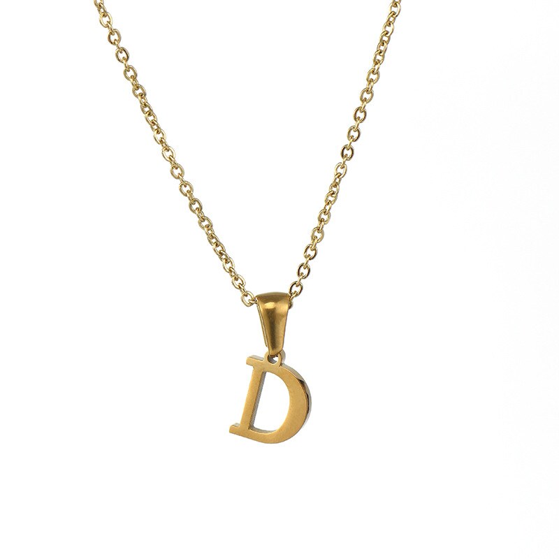 Gold color / 1 Piece Simple Series Simple Letter D Stainless Steel 18K Gold Plated Women's Pendant Necklaces Picture4